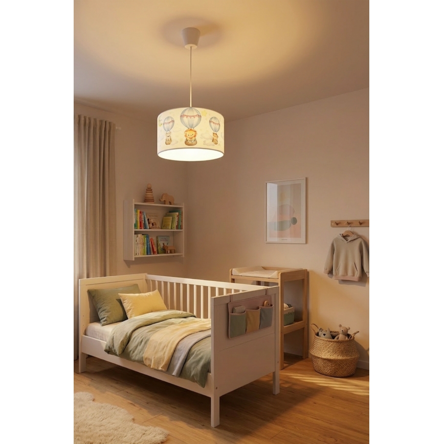 Brilagi - LED-люстра для детской на тросе BOBO 1xE27/10W/230V, диаметр 35 см, белая/с изображением животных