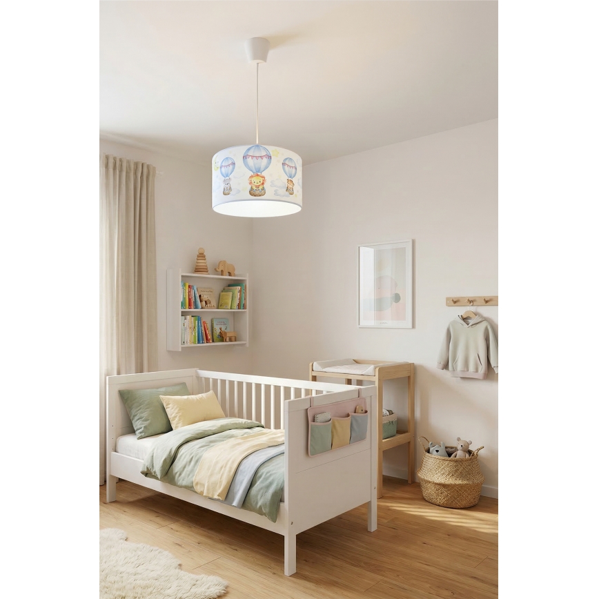 Brilagi - LED-люстра для детской на тросе BOBO 1xE27/10W/230V, диаметр 35 см, белая/с изображением животных