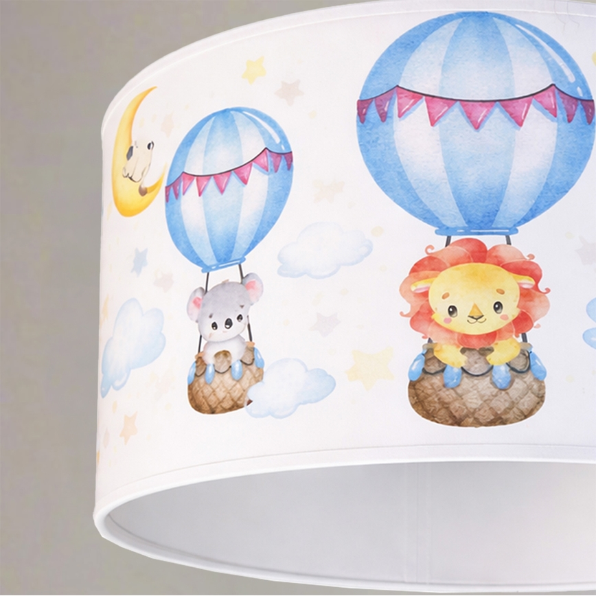 Brilagi - LED-люстра для детской на тросе BOBO 1xE27/10W/230V, диаметр 35 см, белая/с изображением животных