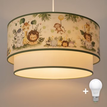 Brilagi - LED-люстра для детской на тросе BOBO 1xE27/10W/230V Ø 40 см кремовый/зеленый/джунгли