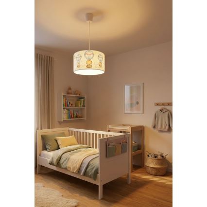 Brilagi - LED-люстра для детской на тросе BOBO 1xE27/60W/230V, диаметр 35 см, белая/с изображением животных