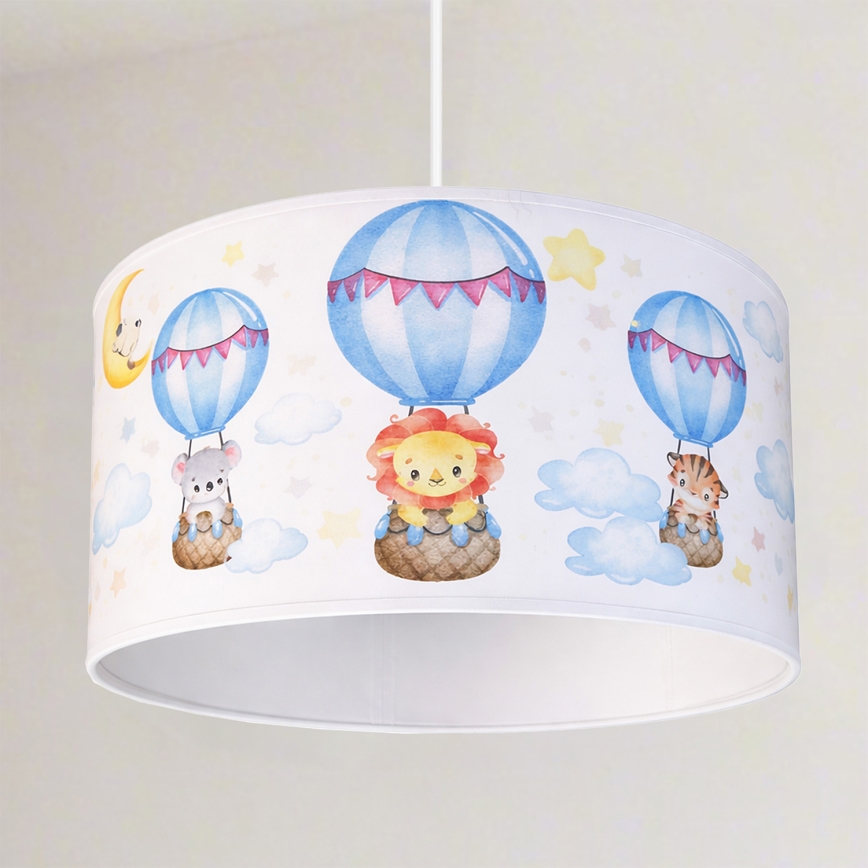 Brilagi - LED-люстра для детской на тросе BOBO 1xE27/60W/230V, диаметр 35 см, белая/с изображением животных