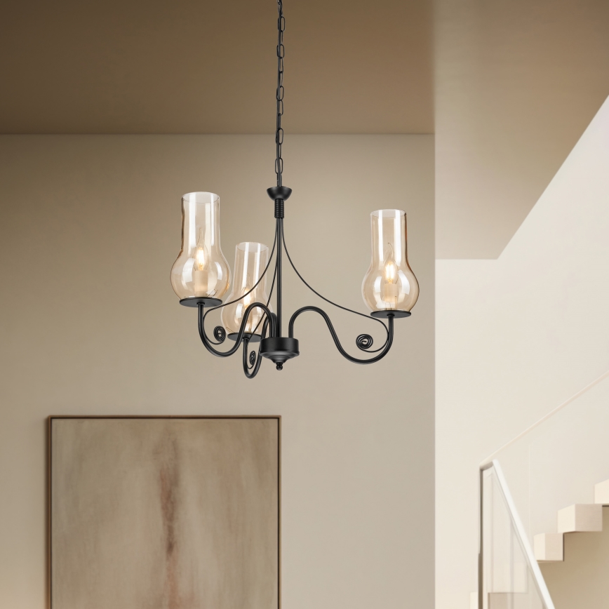 Brilagi - LED Люстра на цепи COTTAGE 3xE14/40W/230V черный/коричневый