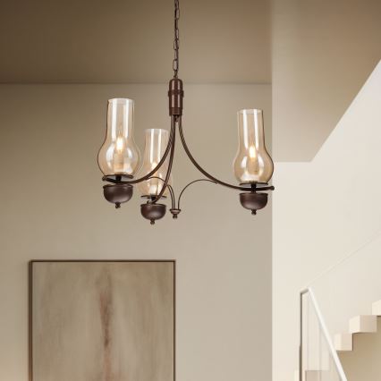 Brilagi - LED Люстра на цепи COTTAGE 3xE14/40W/230V дуб/коричневый