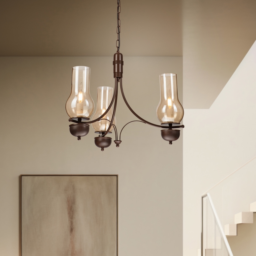 Brilagi - LED Люстра на цепи COTTAGE 3xE14/40W/230V дуб/коричневый