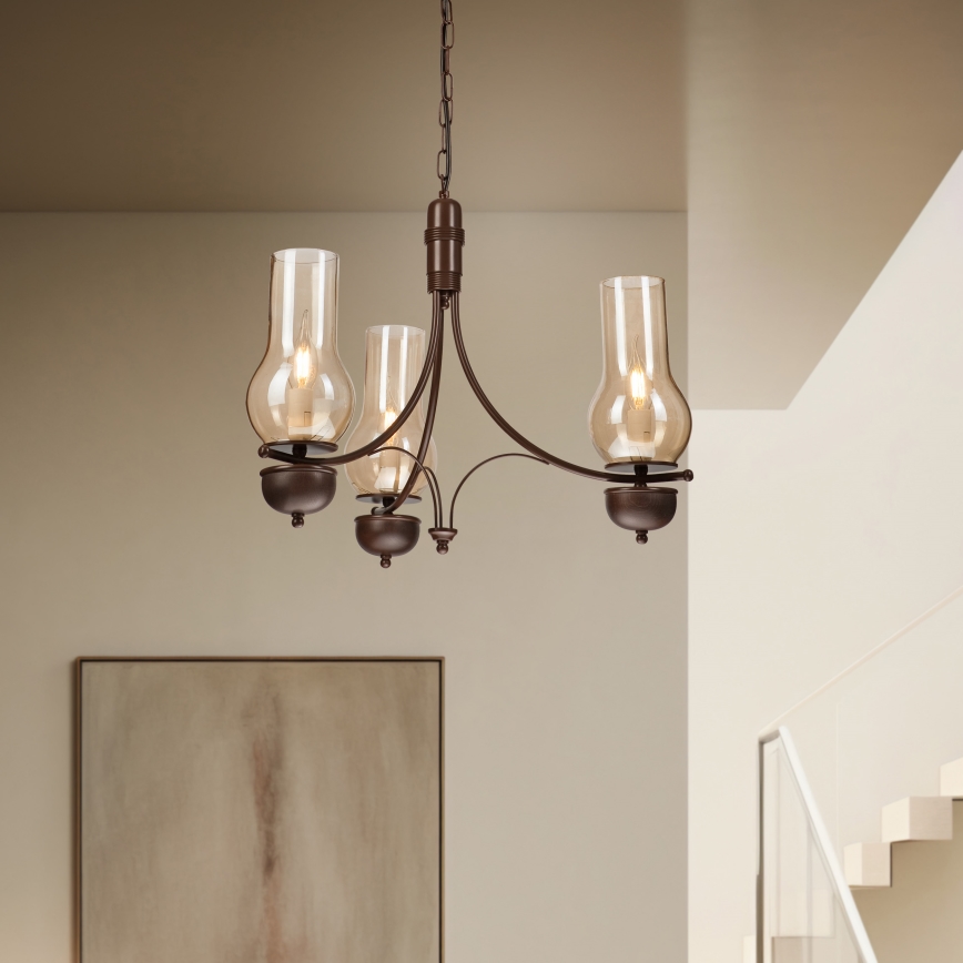 Brilagi - LED Люстра на цепи COTTAGE 3xE14/40W/230V коричневый