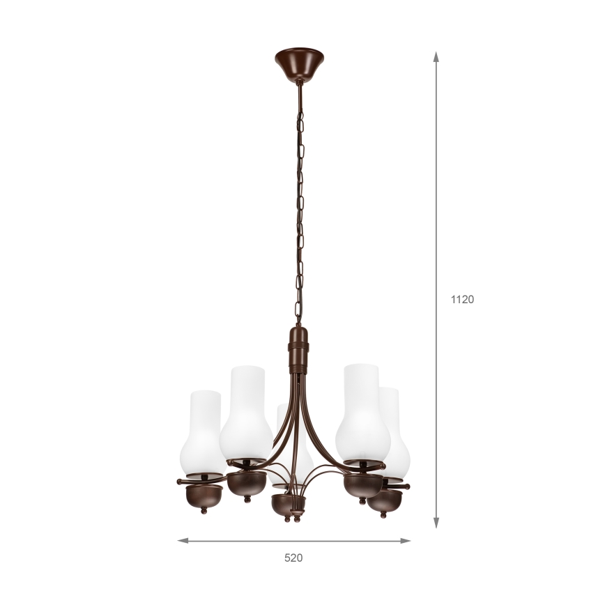 Brilagi - Светодиодная люстра на цепи COTTAGE 5xE14/40W/230V дуб/белый