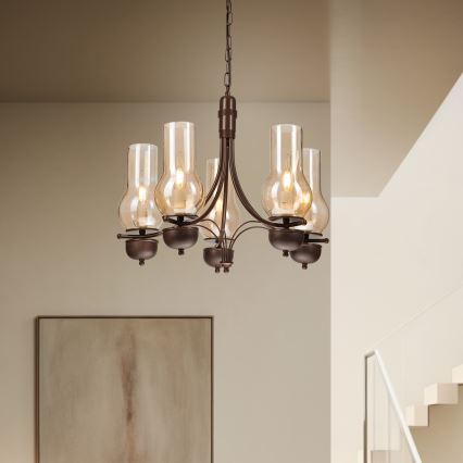 Brilagi - LED Люстра на цепи COTTAGE 5xE14/40W/230V дуб/коричневый