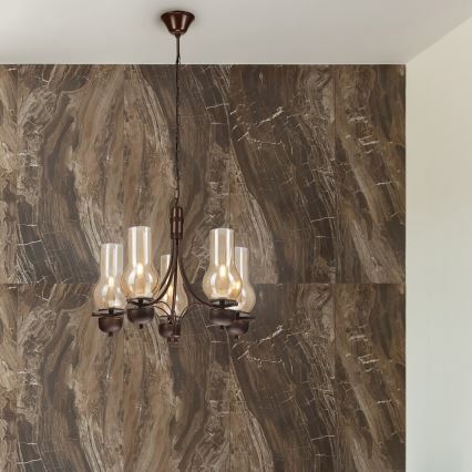 Brilagi - LED Люстра на цепи COTTAGE 5xE14/40W/230V дуб/коричневый