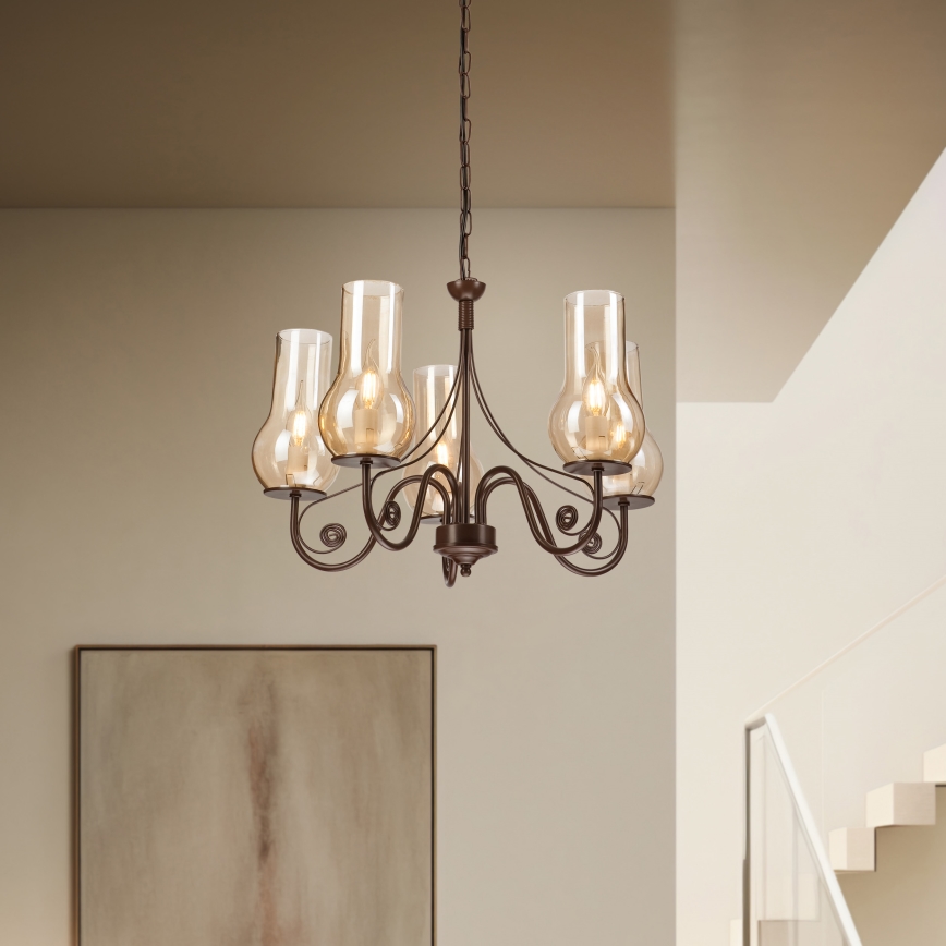 Brilagi - LED Люстра на цепи COTTAGE 5xE14/40W/230V коричневый