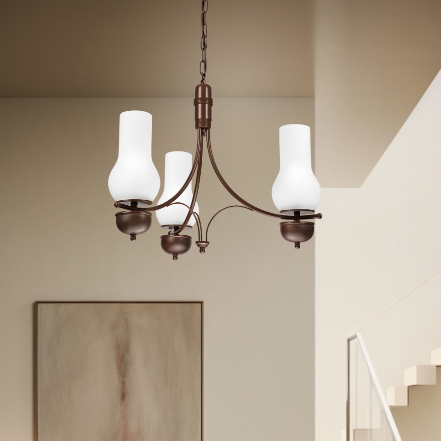 Brilagi - LED-люстра на цепочке COTTAGE 3xE14/40W/230V бук/коричневый/белый