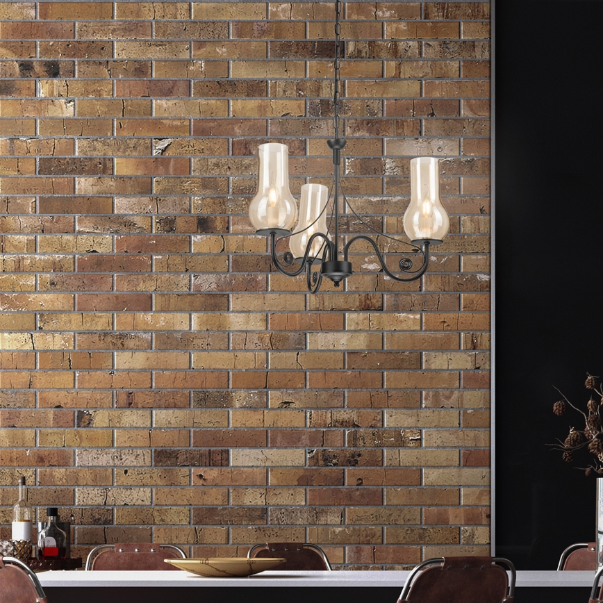 Brilagi - LED Люстра на ланцюгу COTTAGE 3xE14/40W/230V чорний/коричневий