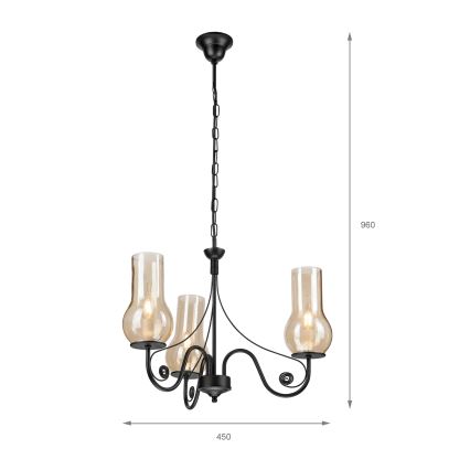 Brilagi - LED Люстра на ланцюгу COTTAGE 3xE14/40W/230V чорний/коричневий