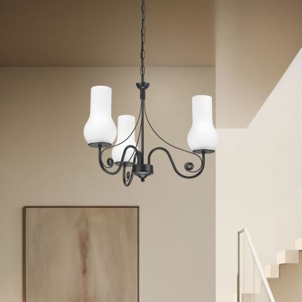 Brilagi - LED Люстра на ланцюгу COTTAGE 3xE14/40W/230V чорний/білий