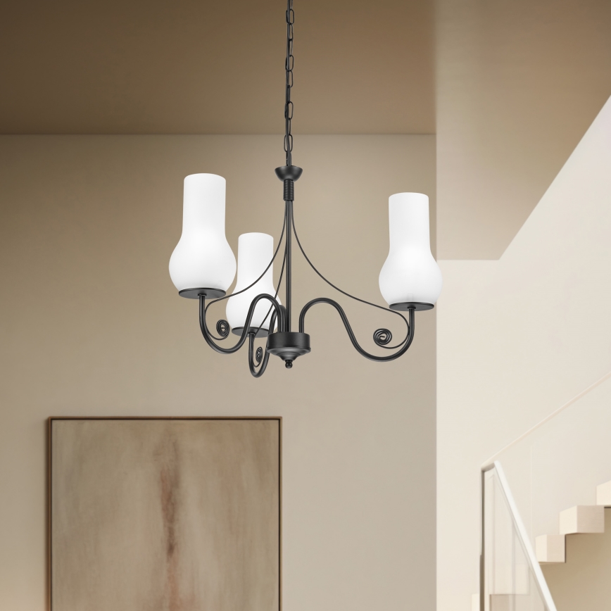 Brilagi - LED Люстра на ланцюгу COTTAGE 3xE14/40W/230V чорний/білий