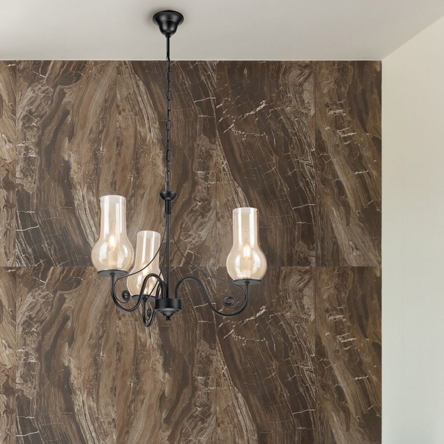 Brilagi - LED Люстра на ланцюгу COTTAGE 3xE14/40W/230V чорний/коричневий