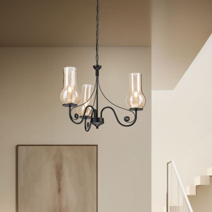 Brilagi - LED Люстра на ланцюгу COTTAGE 3xE14/40W/230V чорний/коричневий