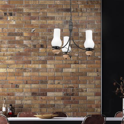 Brilagi - LED-люстра на ланцюгу COTTAGE 3xE14/40W/230V дуб/чорний/білий