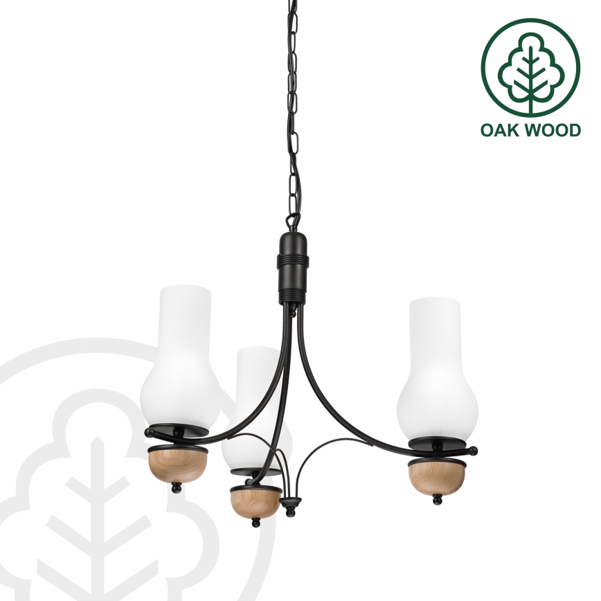 Brilagi - LED-люстра на ланцюгу COTTAGE 3xE14/40W/230V дуб/чорний/білий