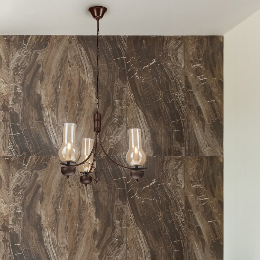 Brilagi - LED Люстра на ланцюгу COTTAGE 3xE14/40W/230V дуб/коричневий