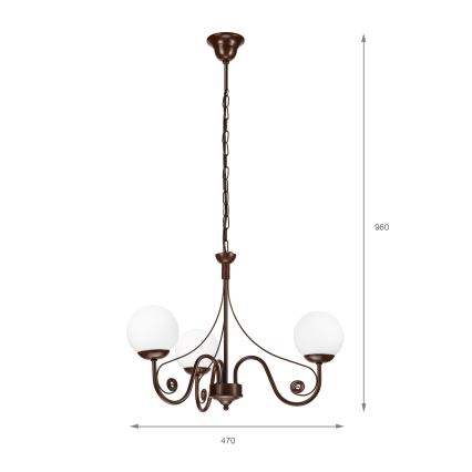 Brilagi - LED Люстра на ланцюгу COTTAGE 3xG9/40W/230V коричневий/білий