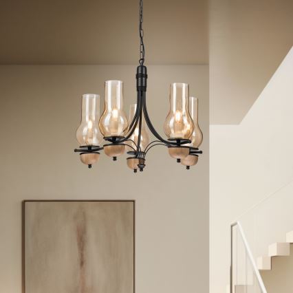 Brilagi - LED Люстра на ланцюгу COTTAGE 5xE14/40W/230V бук/коричневий