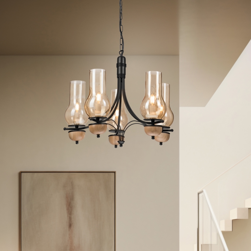 Brilagi - LED Люстра на ланцюгу COTTAGE 5xE14/40W/230V бук/коричневий