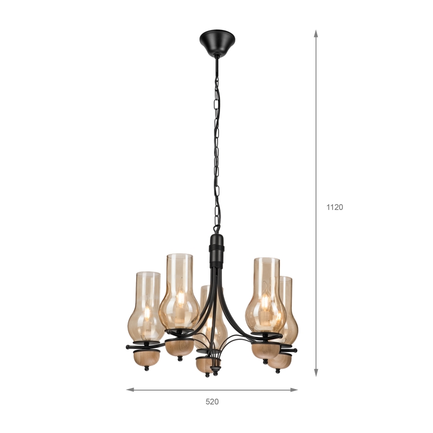 Brilagi - LED Люстра на ланцюгу COTTAGE 5xE14/40W/230V бук/коричневий