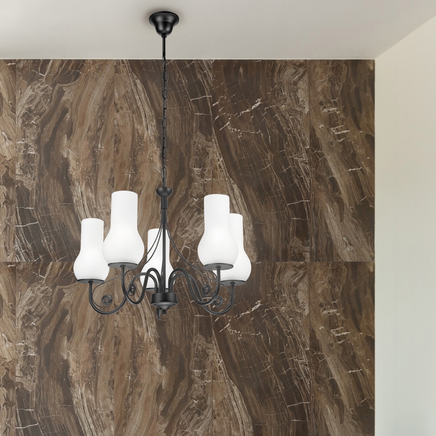 Brilagi - LED Люстра на ланцюгу COTTAGE 5xE14/40W/230V чорний/білий
