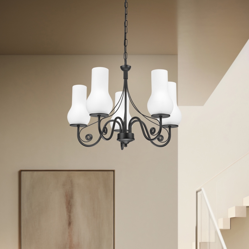 Brilagi - LED Люстра на ланцюгу COTTAGE 5xE14/40W/230V чорний/білий