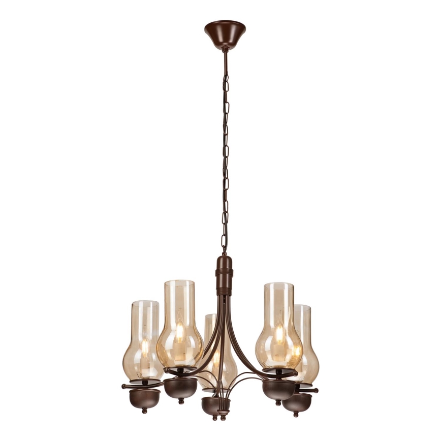 Brilagi - LED Люстра на ланцюгу COTTAGE 5xE14/40W/230V дуб/коричневий