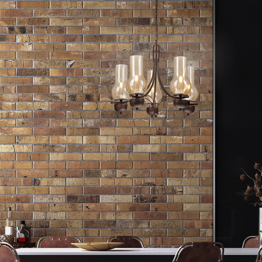 Brilagi - LED Люстра на ланцюгу COTTAGE 5xE14/40W/230V дуб/коричневий