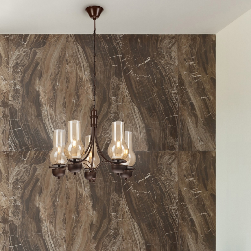 Brilagi - LED Люстра на ланцюгу COTTAGE 5xE14/40W/230V дуб/коричневий