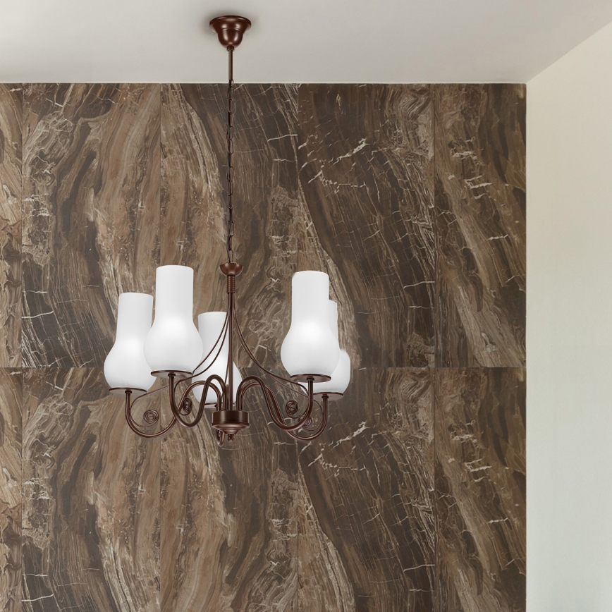 Brilagi - LED Люстра на ланцюгу COTTAGE 5xE14/40W/230V коричневий/білий