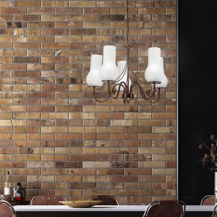 Brilagi - LED Люстра на ланцюгу COTTAGE 5xE14/40W/230V коричневий/білий