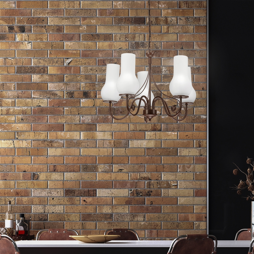 Brilagi - LED Люстра на ланцюгу COTTAGE 5xE14/40W/230V коричневий/білий