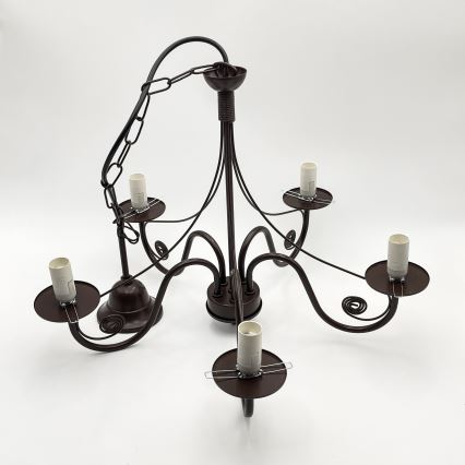 Brilagi - LED Люстра на ланцюгу COTTAGE 5xE14/40W/230V коричневий/білий