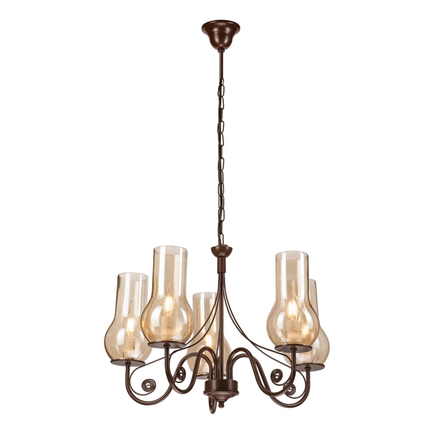 Brilagi - LED Люстра на ланцюгу COTTAGE 5xE14/40W/230V коричневий