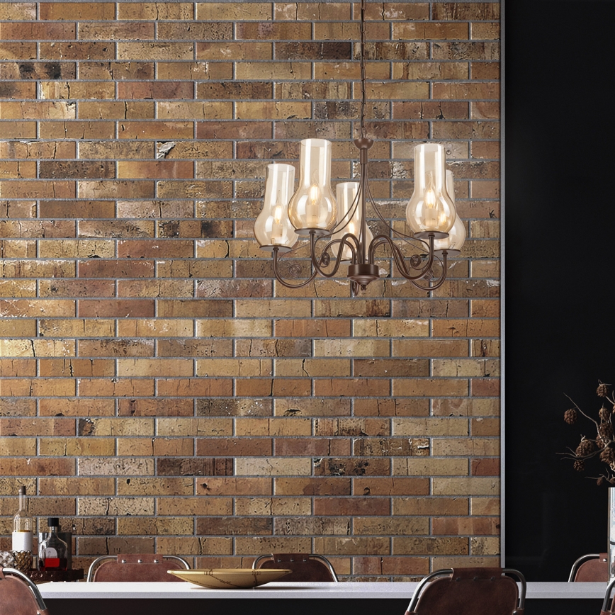 Brilagi - LED Люстра на ланцюгу COTTAGE 5xE14/40W/230V коричневий