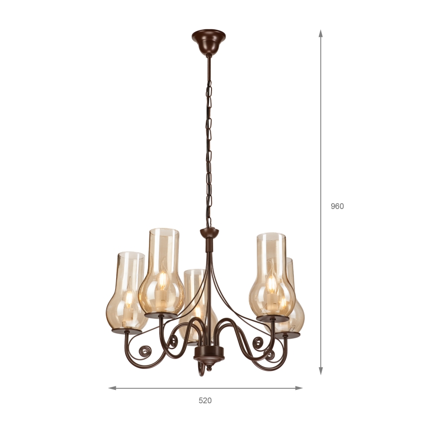 Brilagi - LED Люстра на ланцюгу COTTAGE 5xE14/40W/230V коричневий
