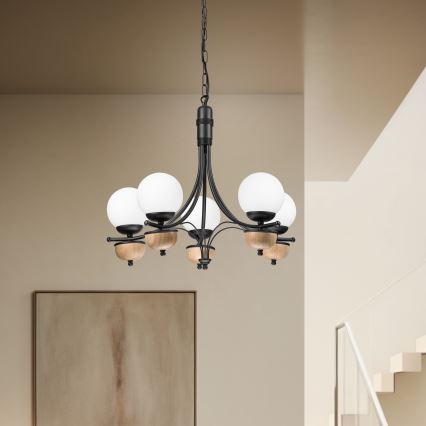 Brilagi - LED Люстра на ланцюгу COTTAGE 5xG9/40W/230V бук/білий