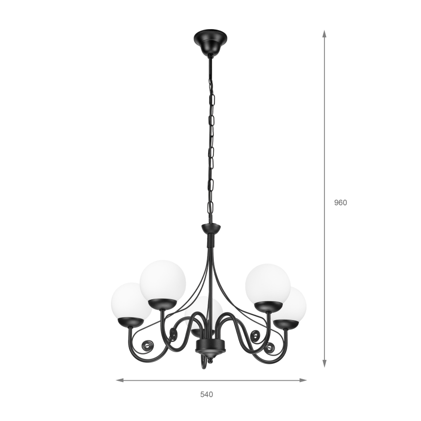 Brilagi - LED Люстра на ланцюгу COTTAGE 5xG9/40W/230V чорний/білий