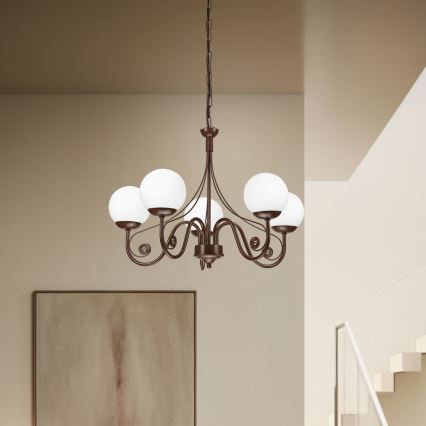 Brilagi - LED Люстра на ланцюгу COTTAGE 5xG9/40W/230V коричневий/білий