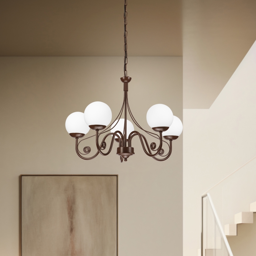 Brilagi - LED Люстра на ланцюгу COTTAGE 5xG9/40W/230V коричневий/білий