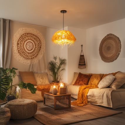 Brilagi - LED-люстра на подвесе CERIA BOHO 1xE27/40W/230V Ø 40 см, рафия