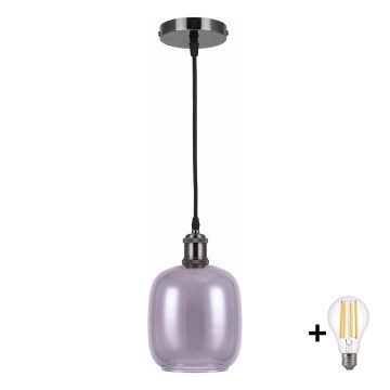 BRILAGI - LED люстра на шнуре RETRO GLASS 1xE27/60W/230V Ø 14 см черный/дымчато-серый