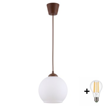 BRILAGI - LED-люстра на шнурі RETRO GLASS 1xE27/60W/230V діам. 15 см коричнева/біла
