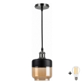 BRILAGI - LED-люстра на шнурі RETRO GLASS 1xE27/60W/230V діаметр 14 см чорна/димчасто-бежева