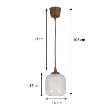 BRILAGI - LED-люстра на шнурі RETRO GLASS 1xE27/60W/230V, діаметр 14 см, коричневий/білий