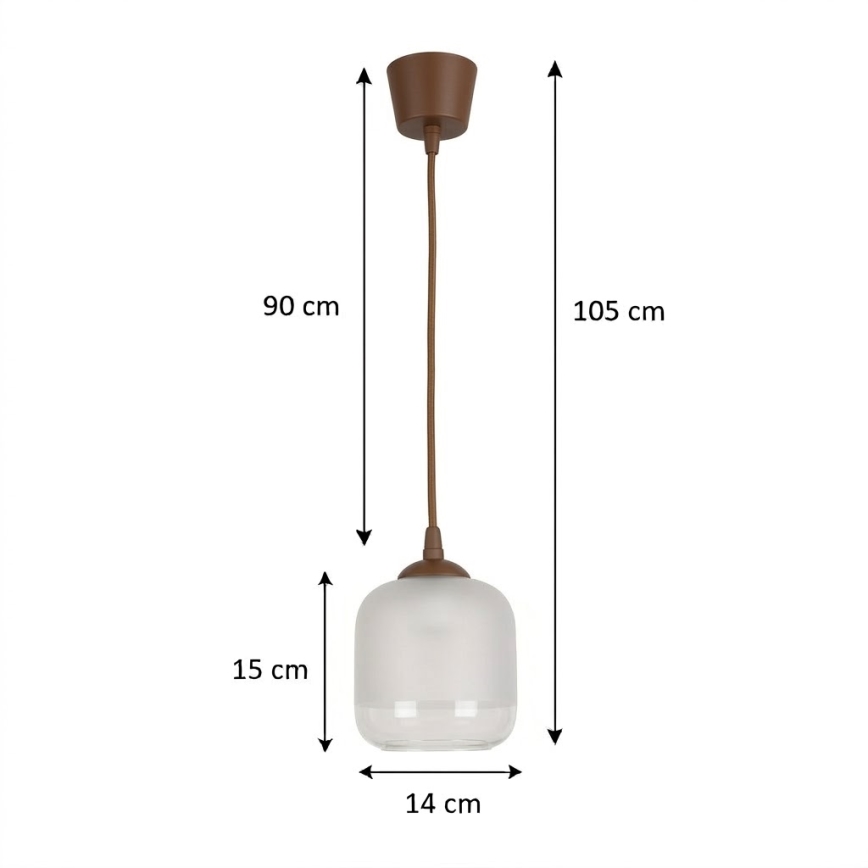 BRILAGI - LED-люстра на шнурі RETRO GLASS 1xE27/60W/230V, діаметр 14 см, коричневий/білий